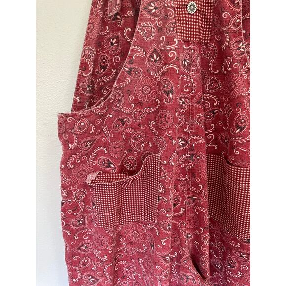 Vintage Red Paisley Denim Overalls Size X Large - Picture 6 of 6